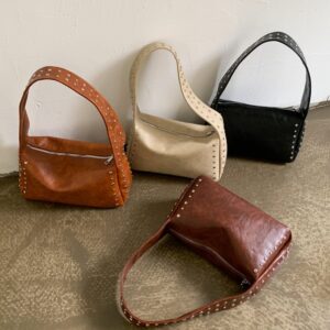 women studded shoulder bag PU leather hobo bag OEM ODM wholesale